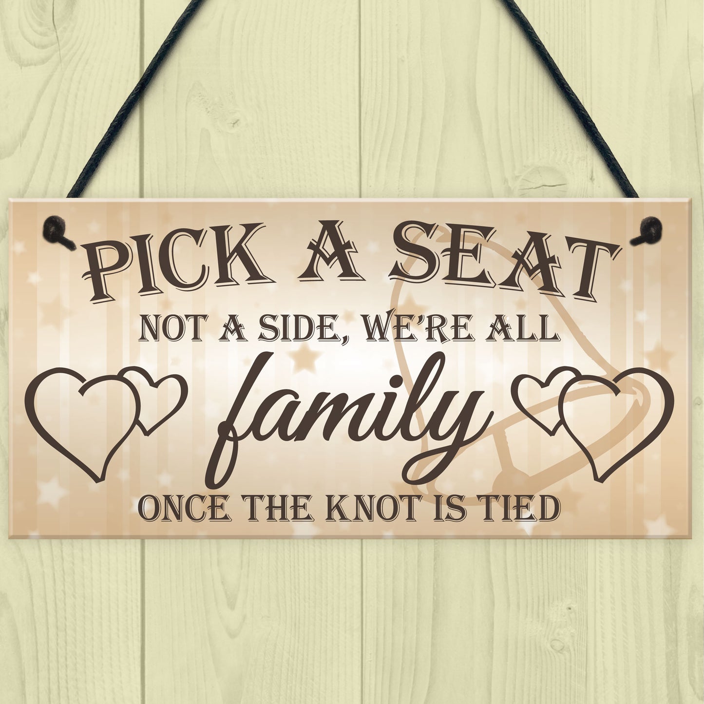 We're All Family Cute Hanging Wedding Day Message Plaque