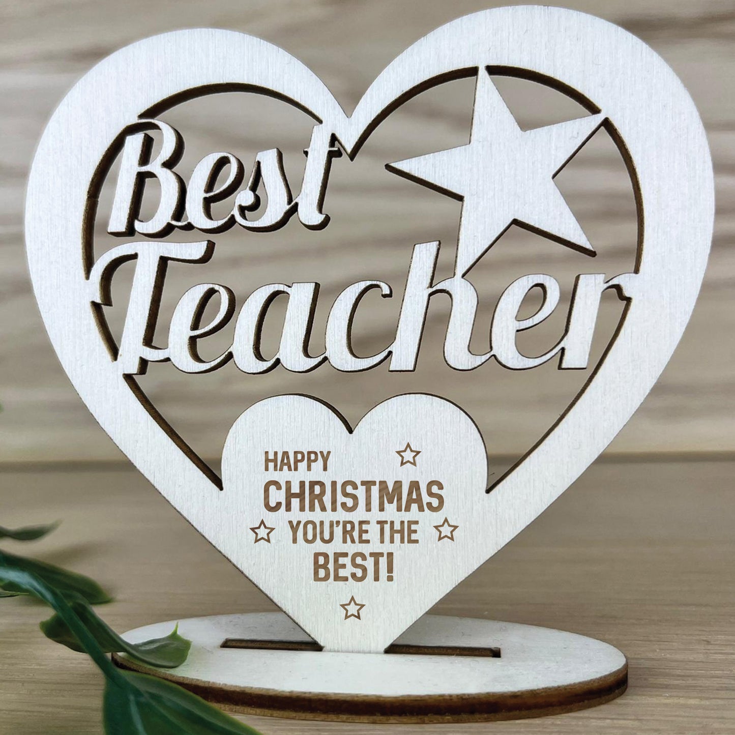 Thank You Teacher Gift Happy Christmas Engraved Heart Student