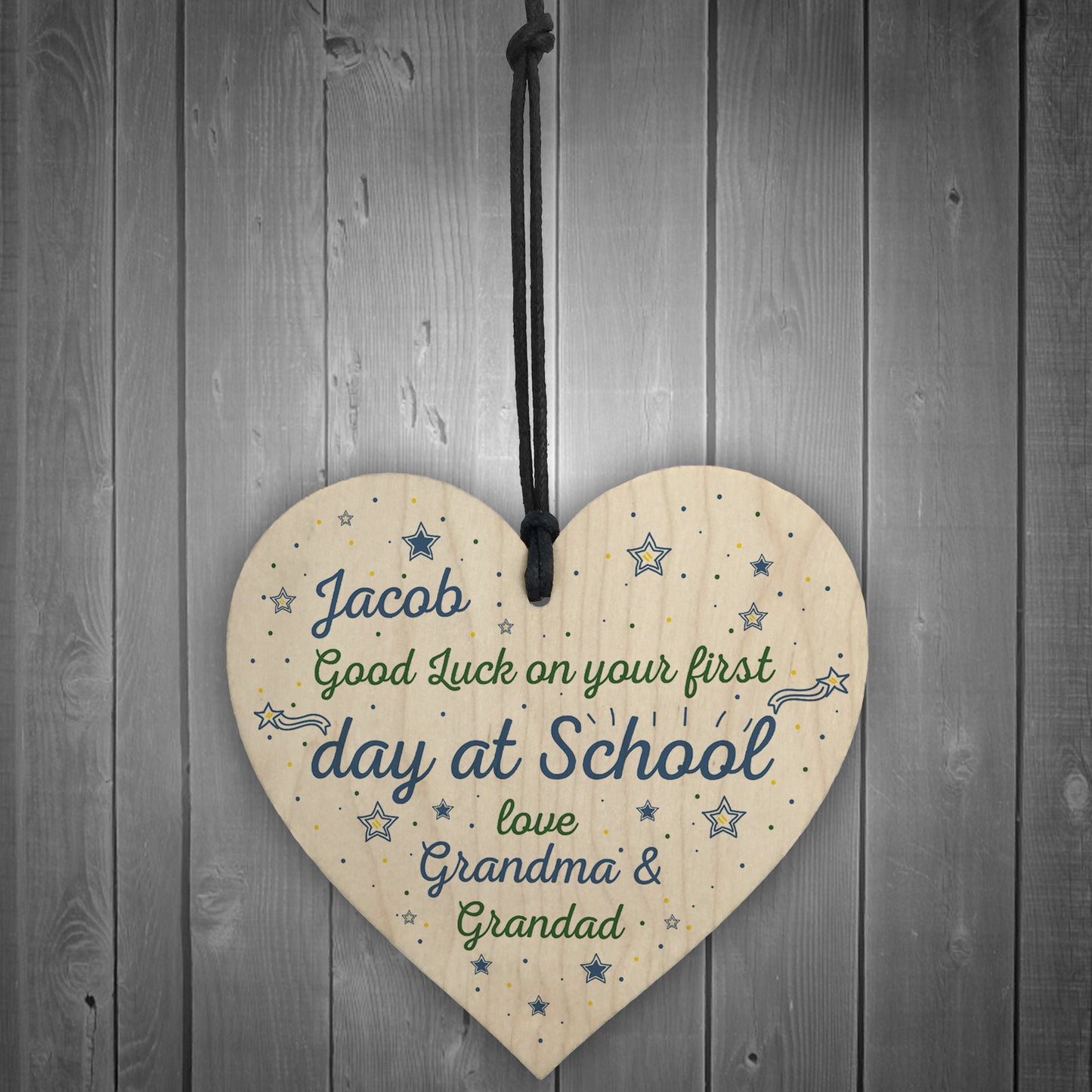 Personalised First Day of School Gift Wood Heart Back To School