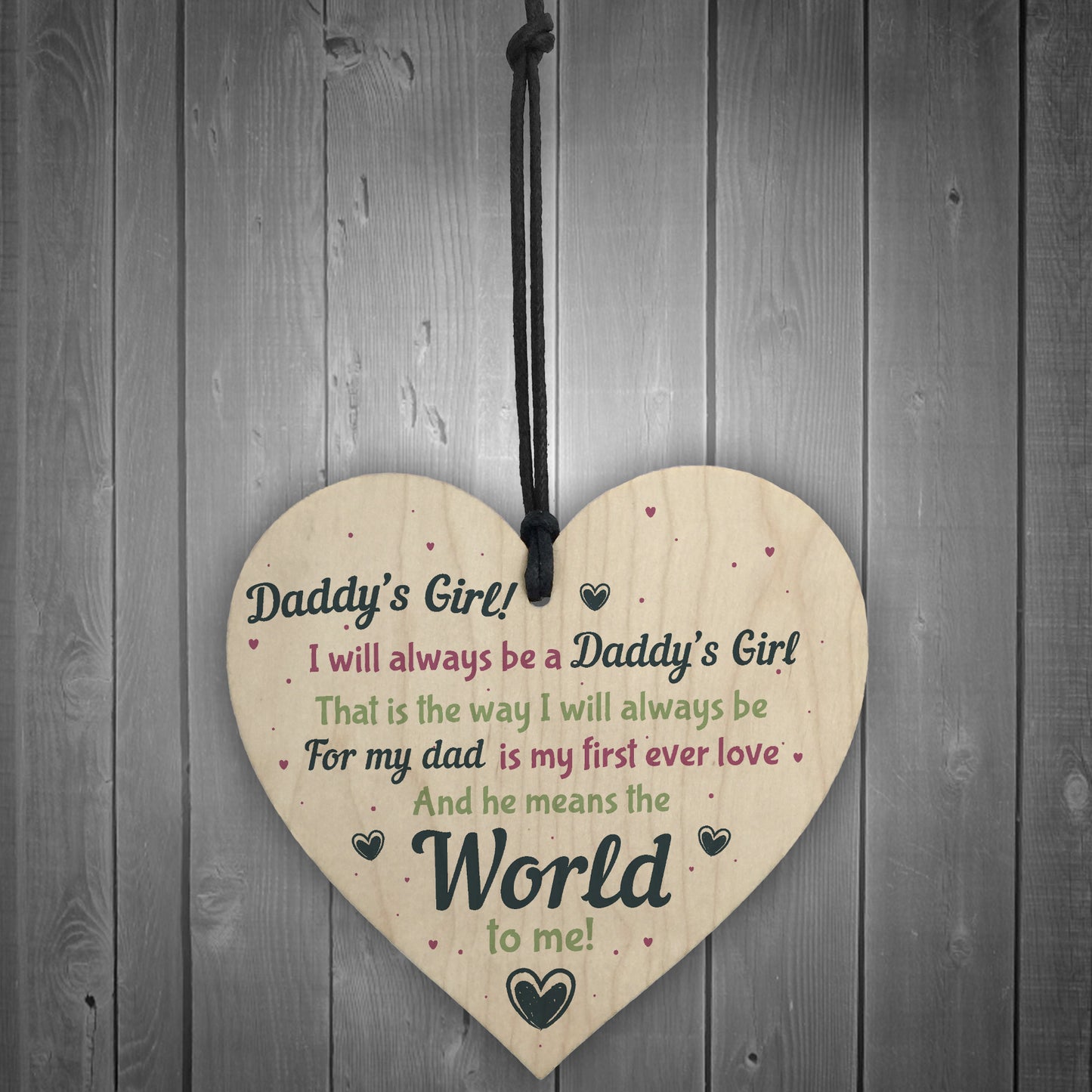 Daddy's Girl Wooden Heart Birthday FATHERS DAY Gift For Him