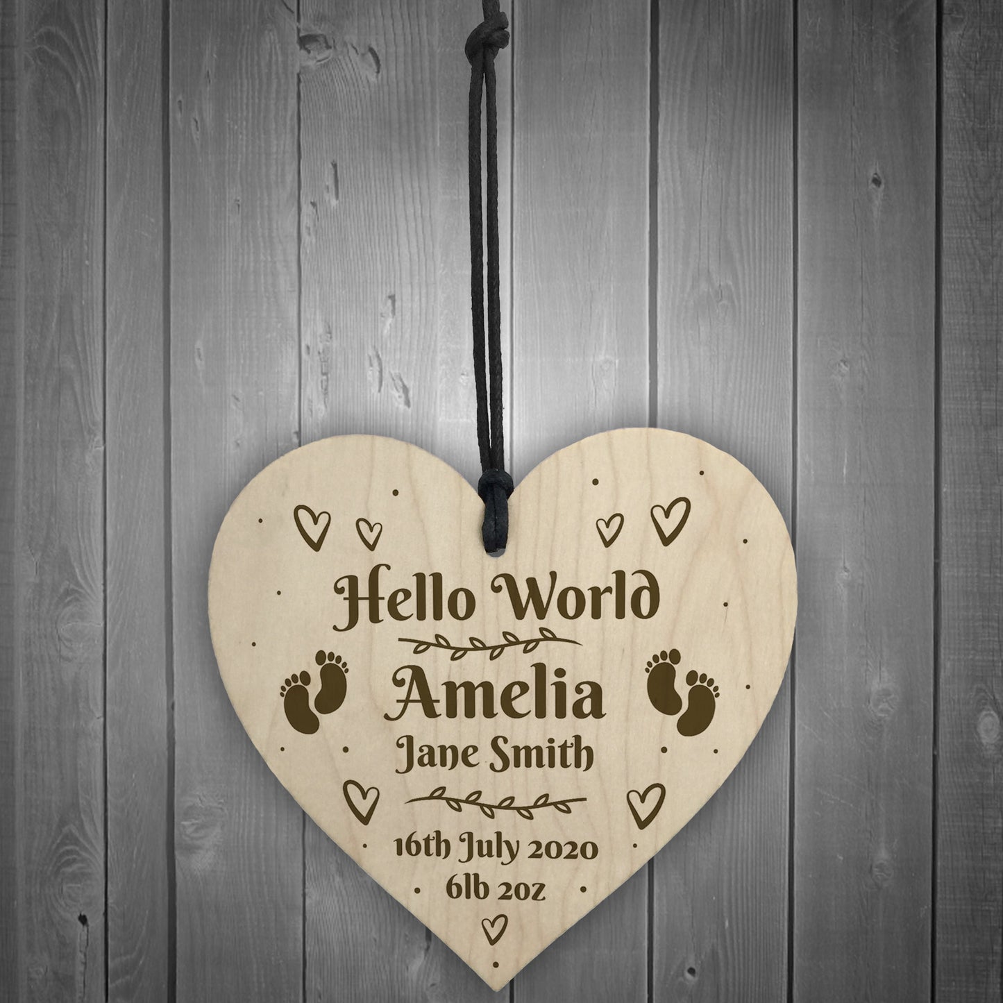 Personalised Newborn Baby Gift Milestone Heart Plaque