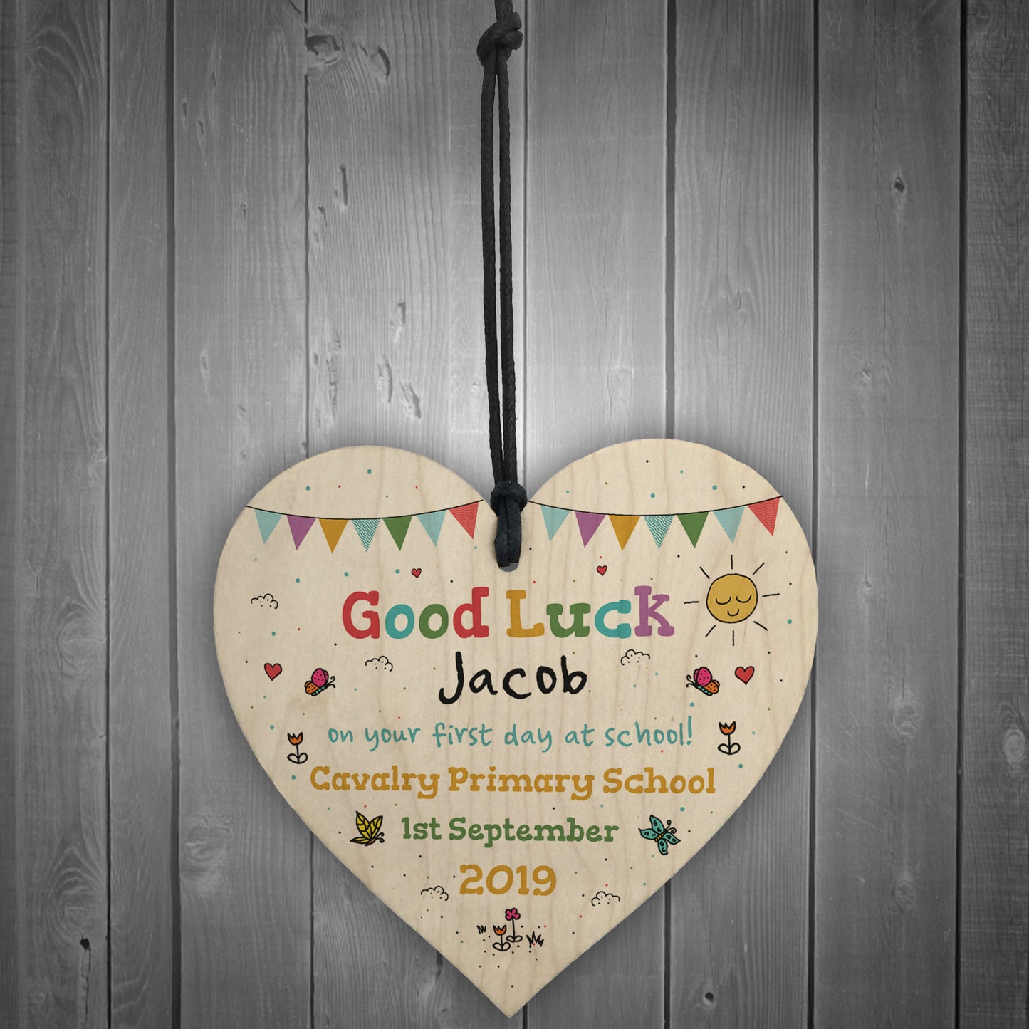 Personalised First Day Of School Wood Heart Back To School