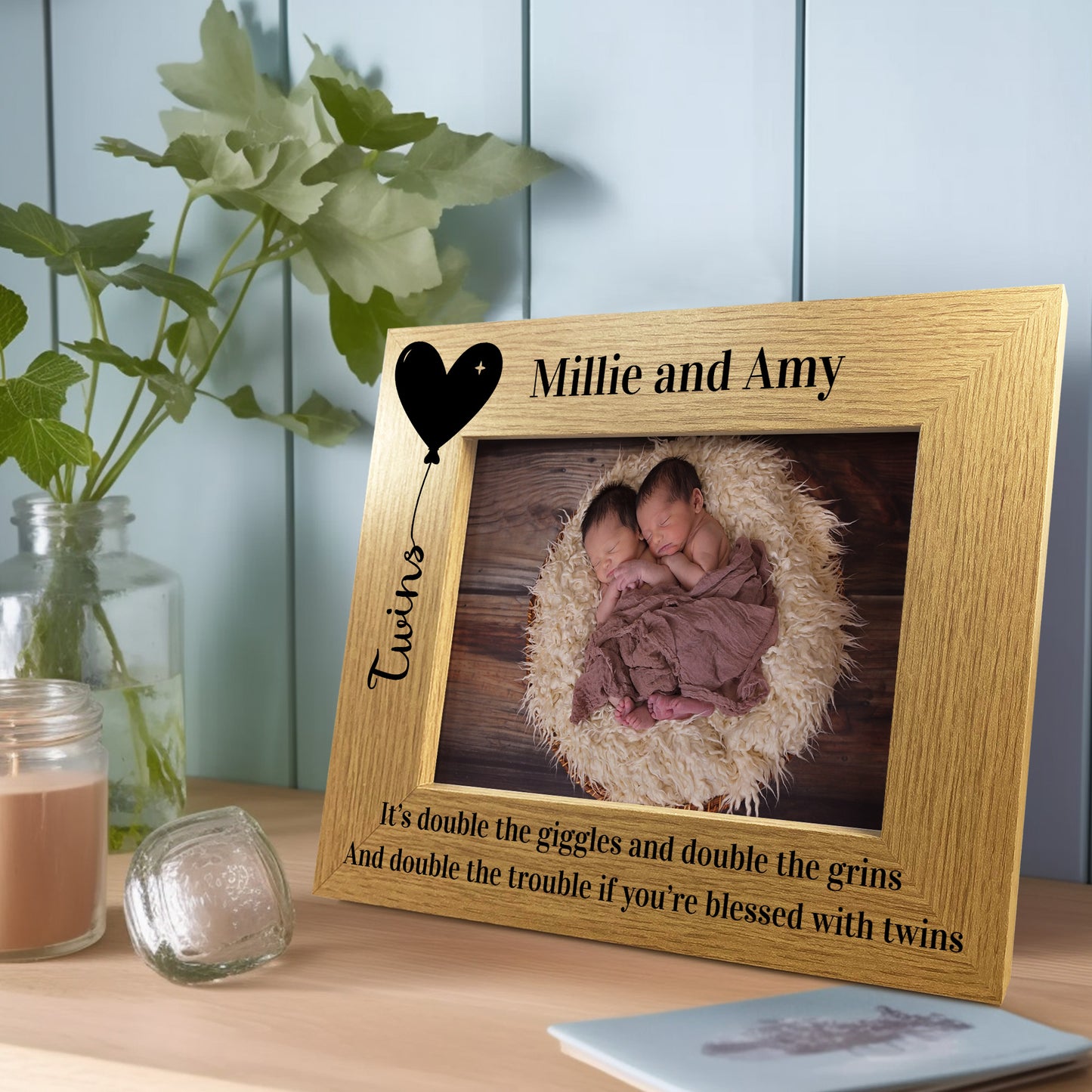 Personalised TWINS Photo Frame New Baby Gift Baby Shower Gift