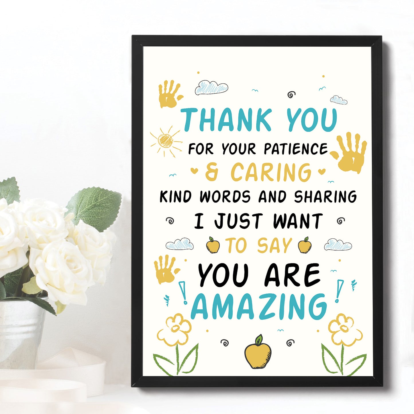 Thank You Nursery Teacher Gift Wall Print Leaving School Nursery