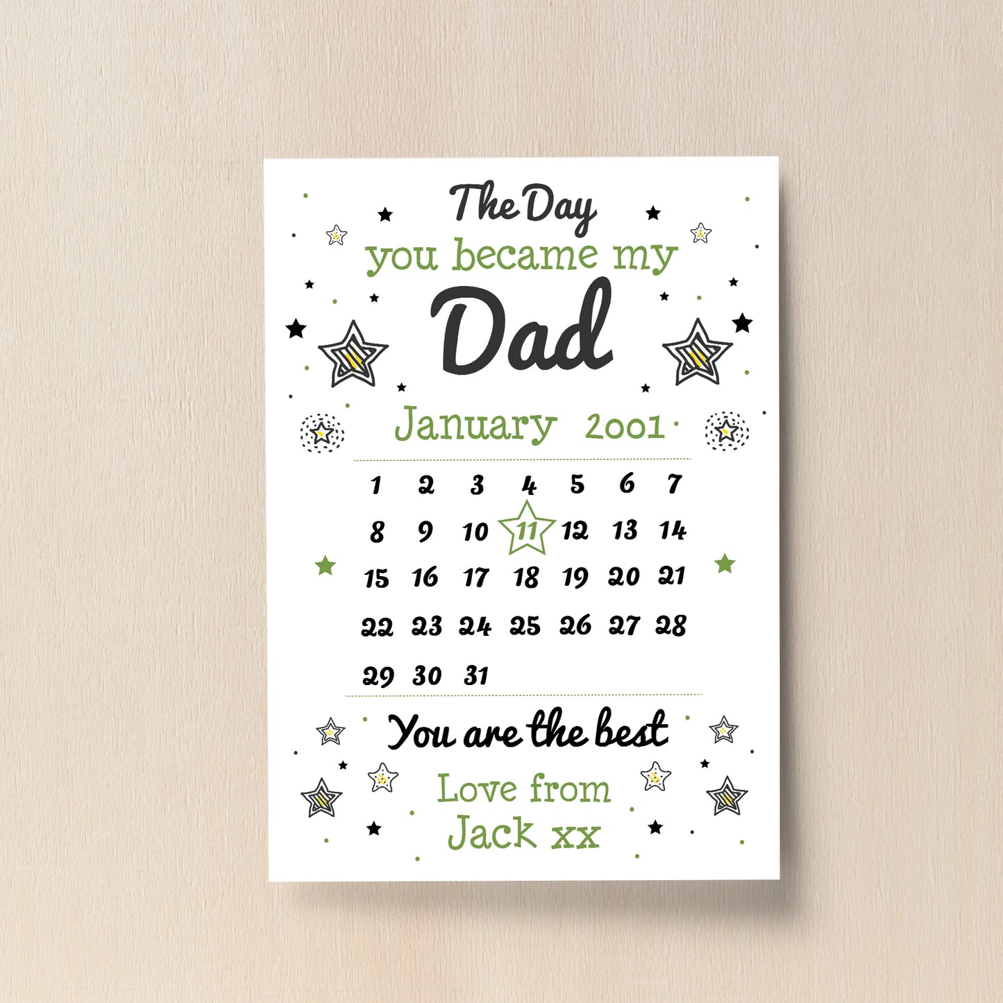 Personalised Fathers Day Gifts For Daddy Grandad Print Calendar