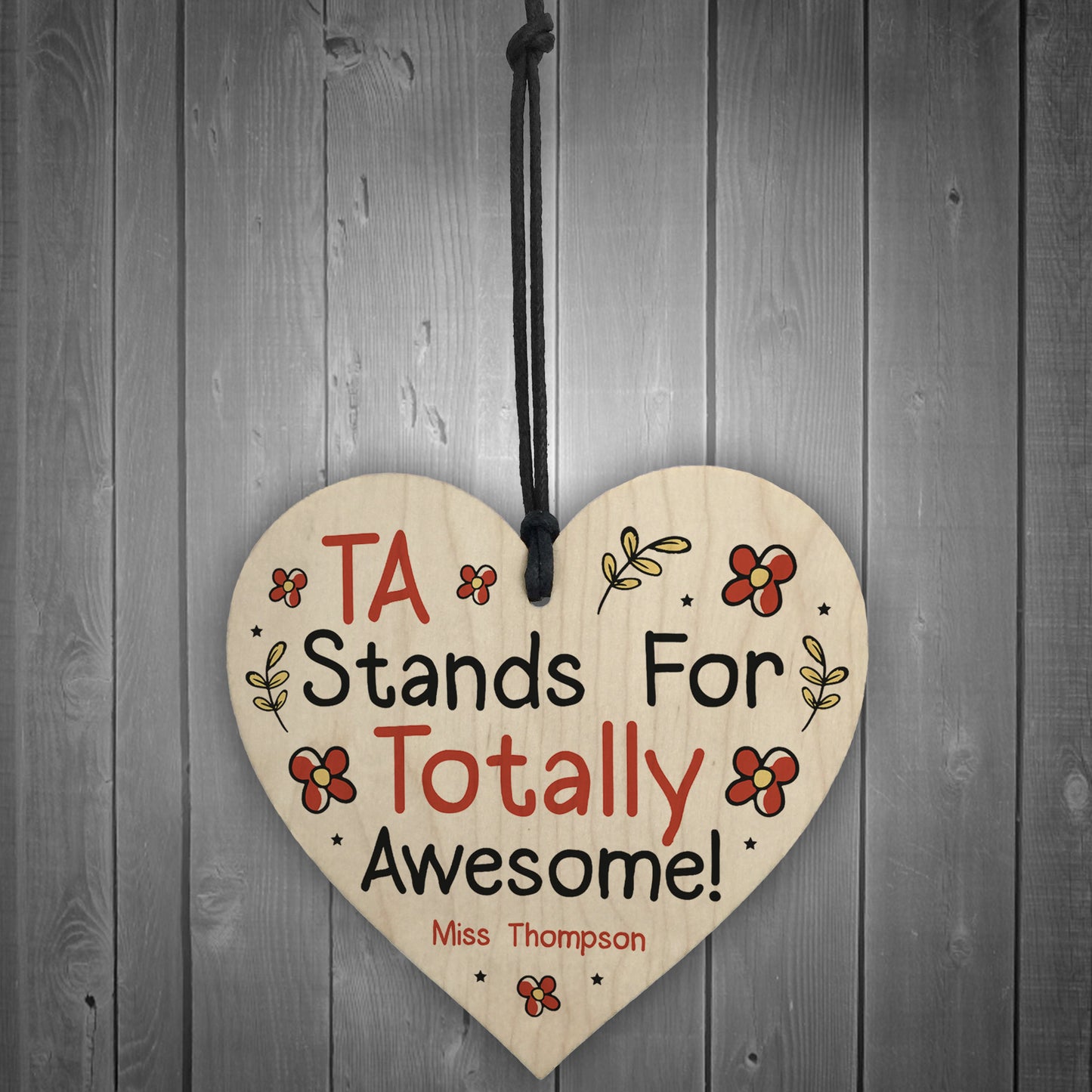 PERSONALISED Teaching Assistant TA Gifts Wood Heart Thank You