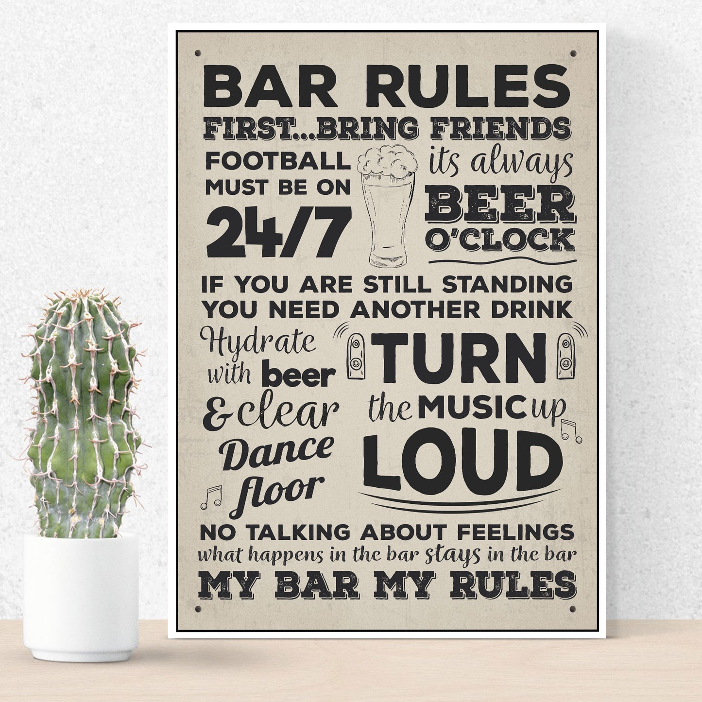 Bar Rules Hanging Plaque Alcohol Beer Pub Plaque Man Cave Sign