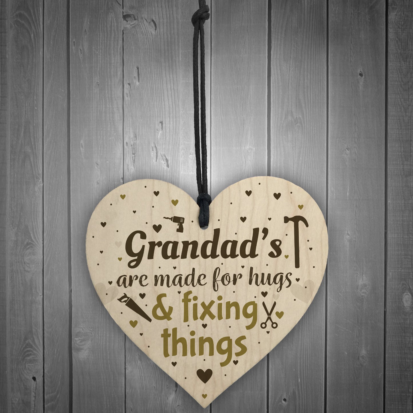Grandad Novelty Gifts Wood Heart Grandad Christmas Birthday Card