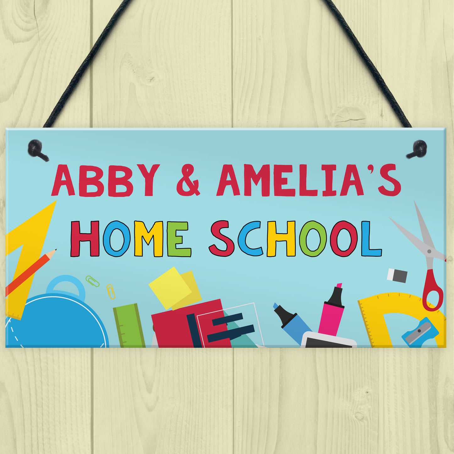 Home School Sign Personalised Hanging Door Sign Classroom Sign