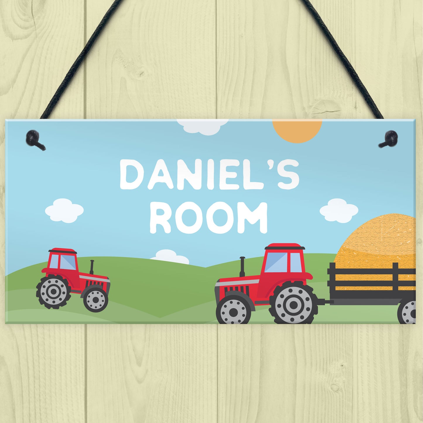 Name Plaque Door Nursery Bedroom Sign Farmer Gift Personalised