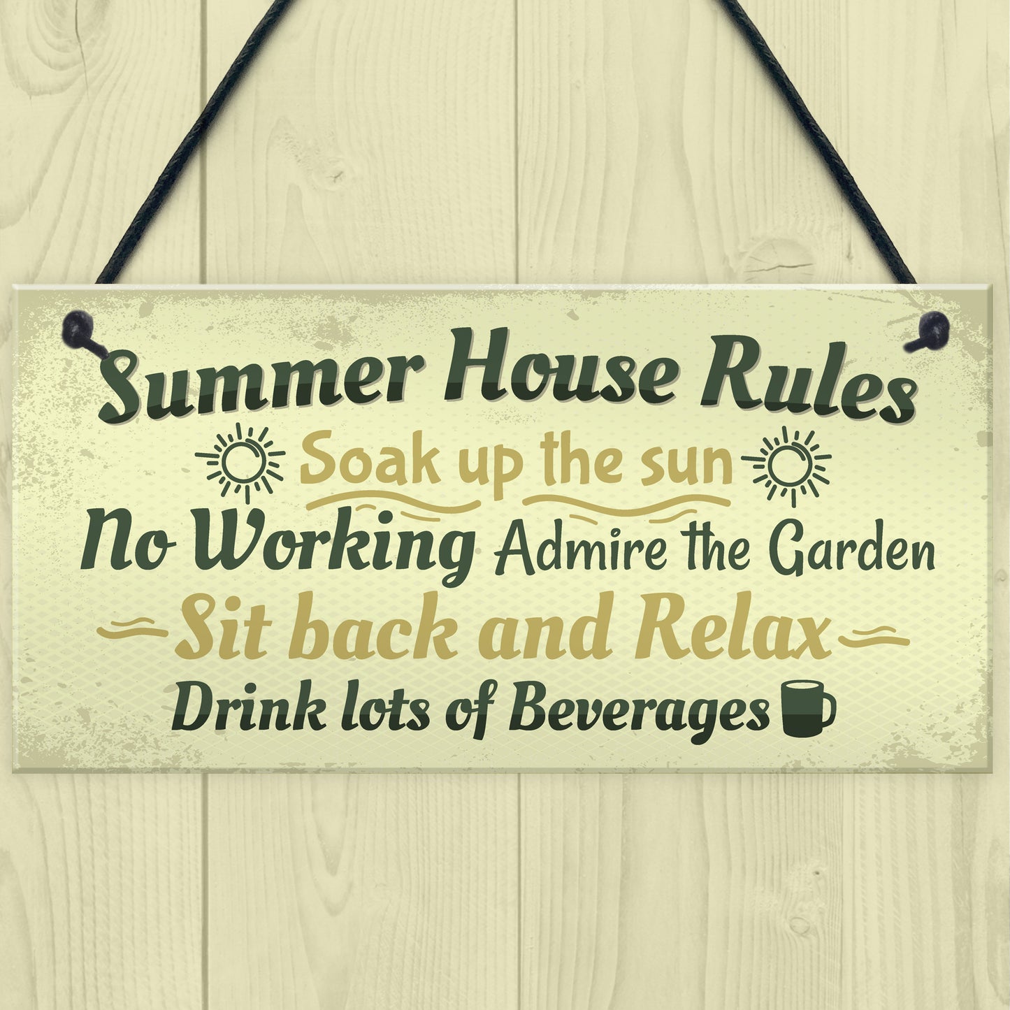 Summer House Rules Novelty Hanging Plaque Garden Shed Sign