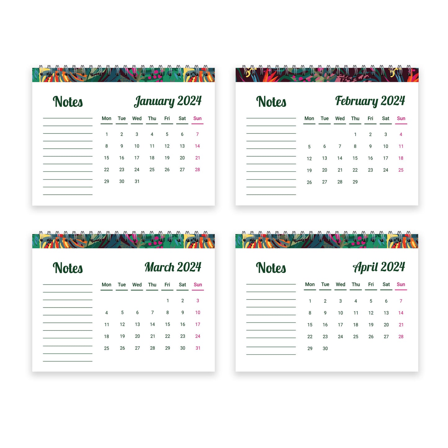 2024 Desk Calendar Tropical Flip Calendar For 2024