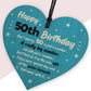 Novelty 50th Birthday Gifts For Him Her Wooden Heart Funny 50th
