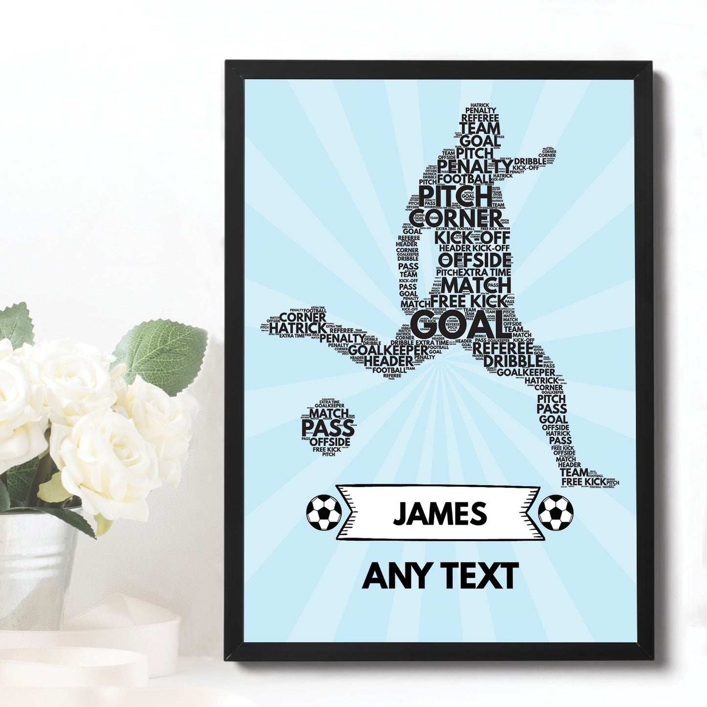 Personalised Boys Bedroom Sign Football Print Boys Bedroom Art