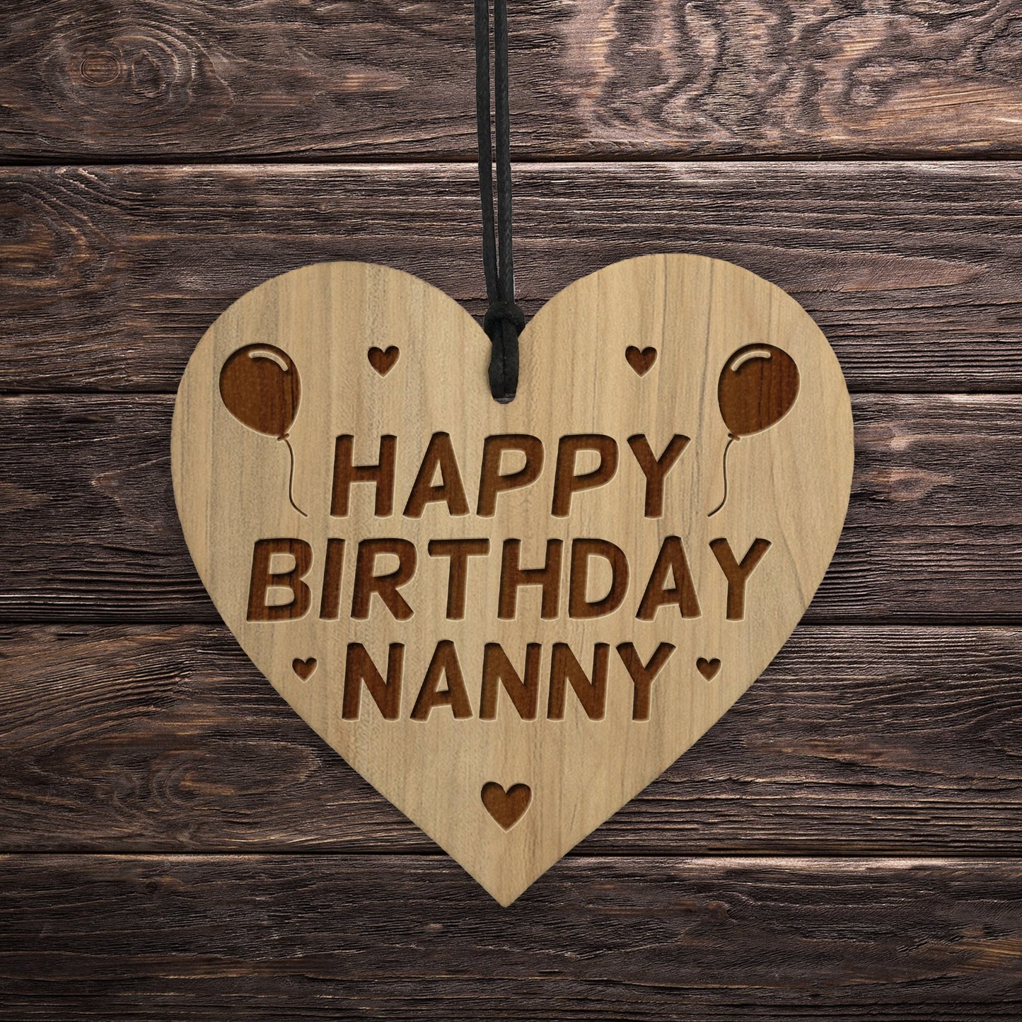 Birthday Gift For Nanny Wood Engraved Heart 40th 50th 60th 70th