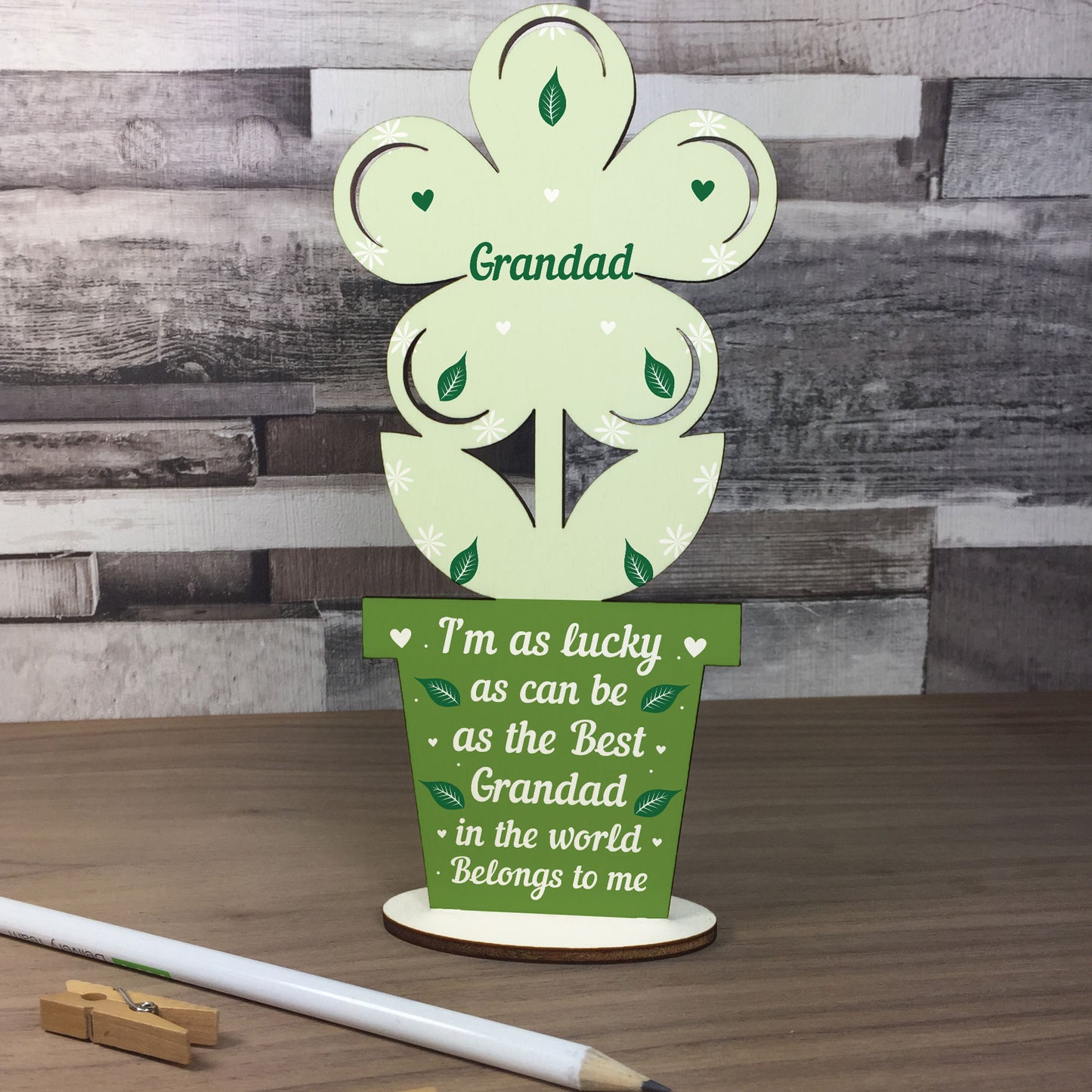 Grandad Birthday Christmas Gift Wood Flower Fathers Day Gift