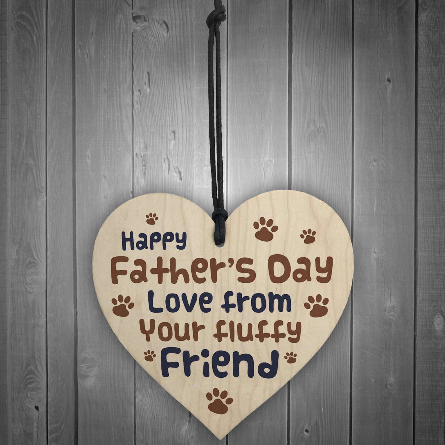 Funny Fathers Day Gift From Dog Furry Friend Wood Heart Dad Gift