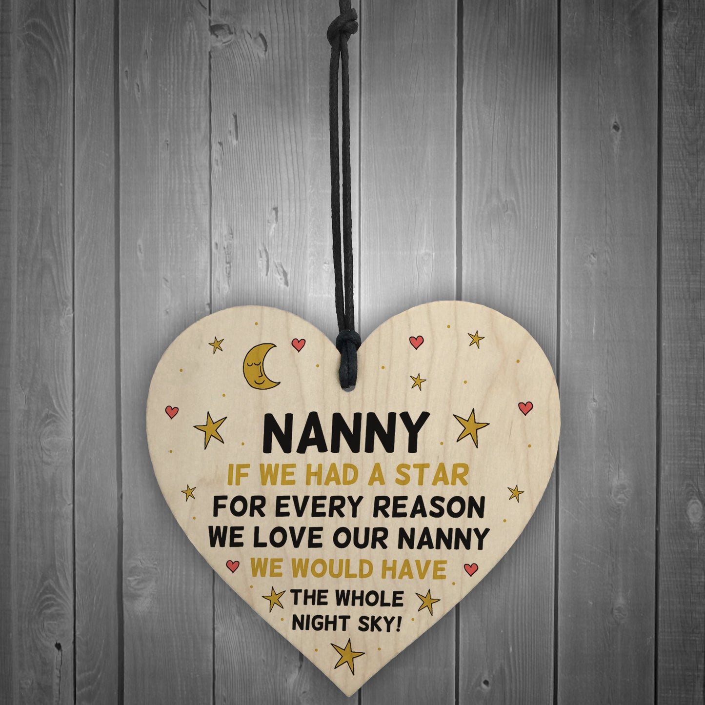 Novelty Gift For Nanny Birthday Christmas Wood Heart Thank You