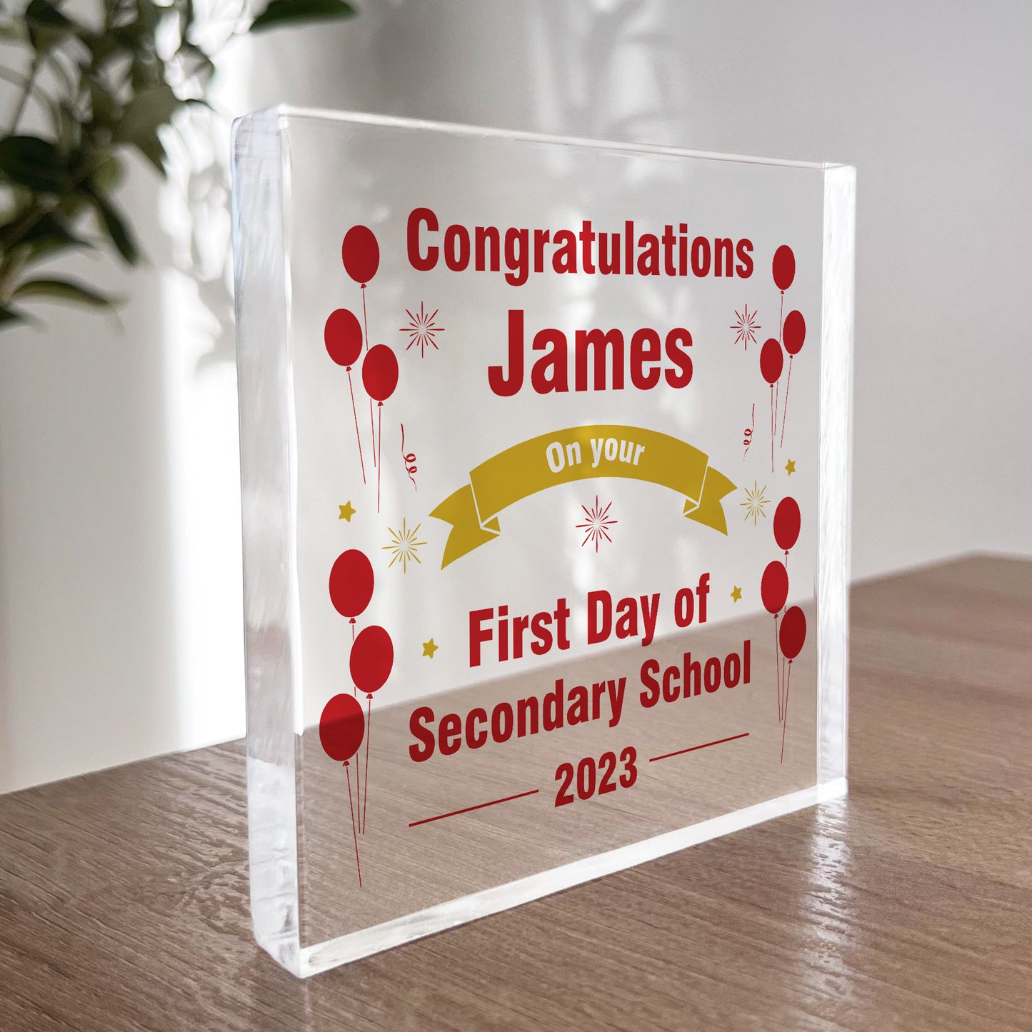 Good Luck First Day Of Secondary School Personalised Block