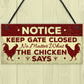 Chicken Gifts Hanging Warning Sign For Gate Garden Chicken Coop