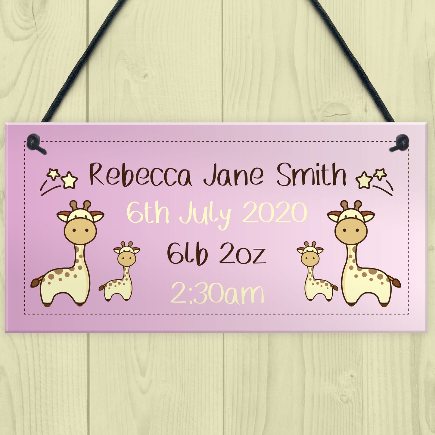 Baby Girl Nursery Sign Birth Details PERSONALISED Newborn Baby