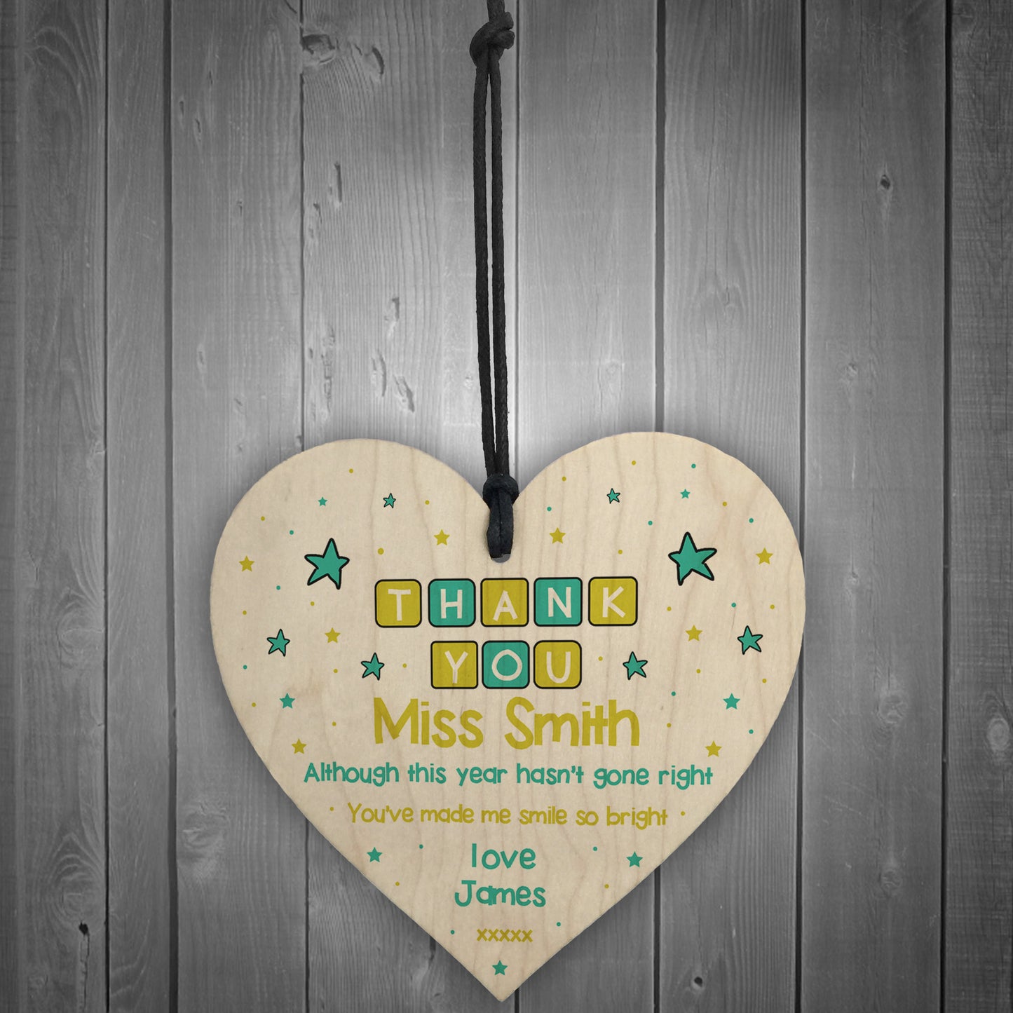 Lockdown Thank You Gift For Teacher Assistant Wood Heart Sign