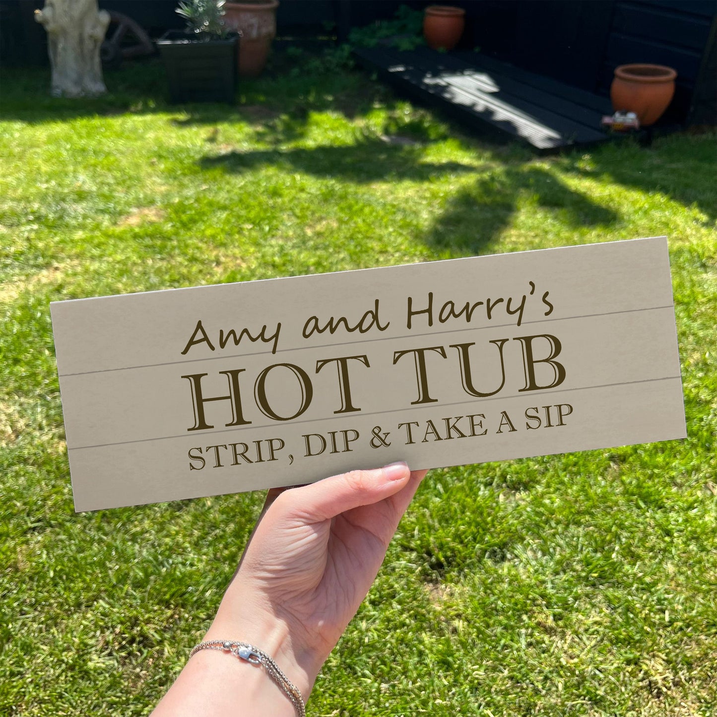 Personalised Hot Tub Wooden Sign Outdoor Plaque For Garden