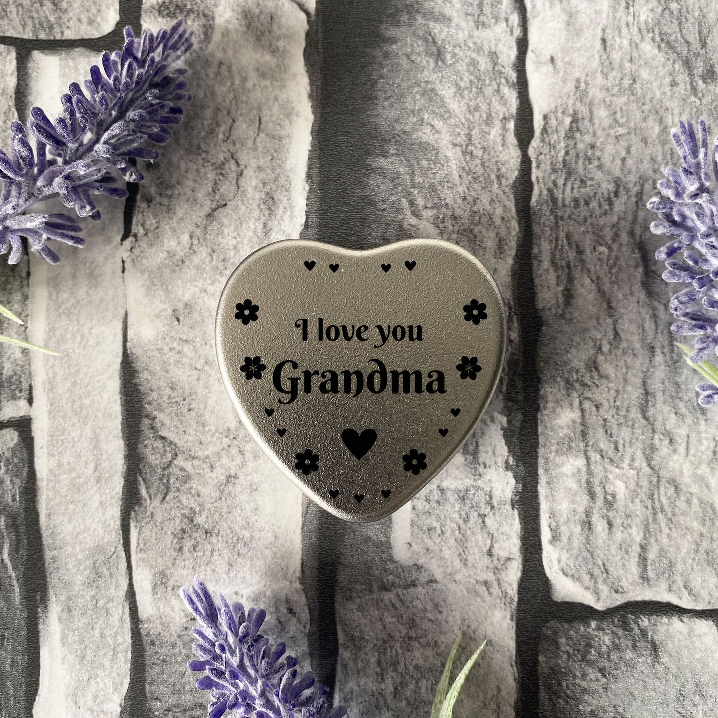 Silver Heart Tin Grandma Gift Christmas Birthday Present