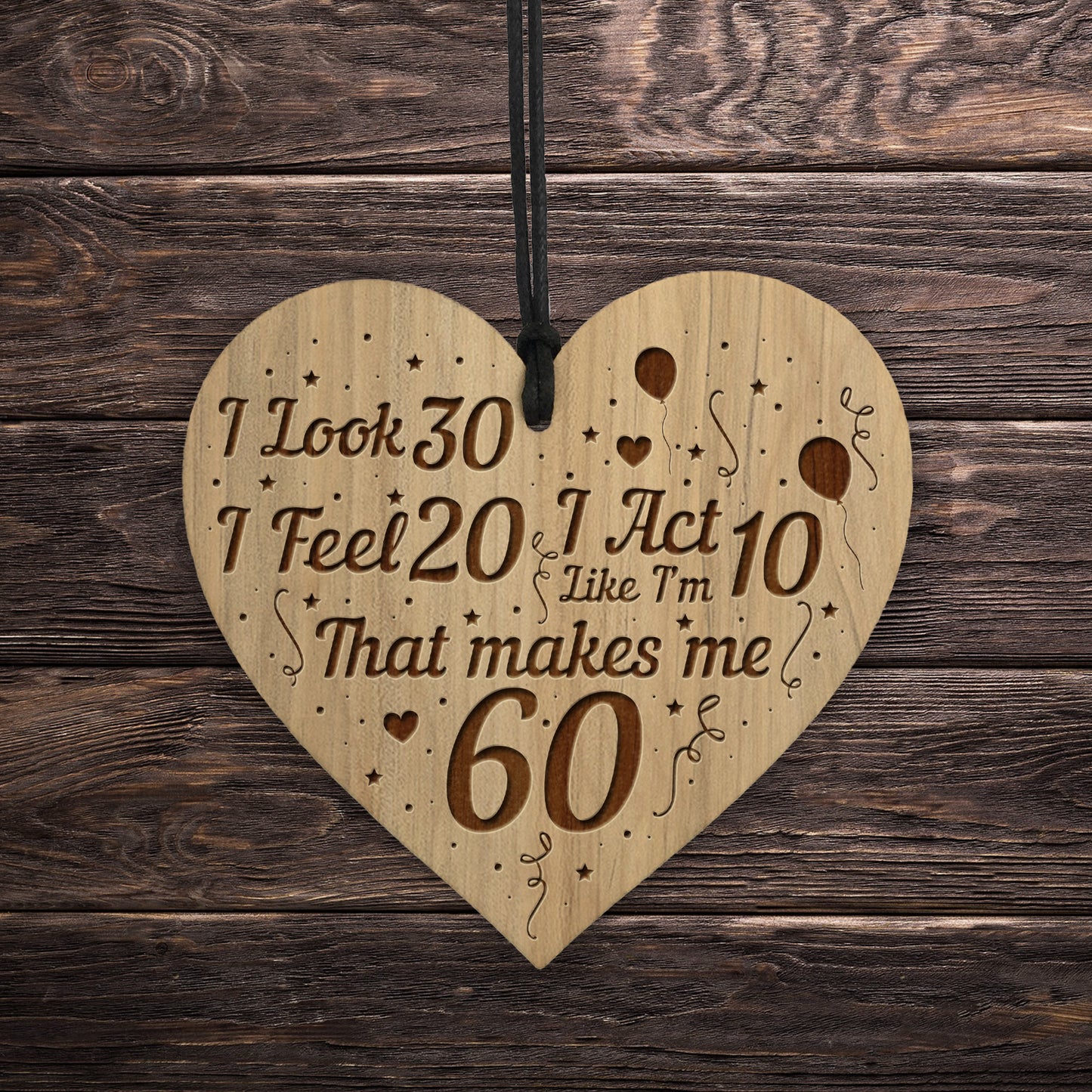 Funny 60th Birthday Decoration Engraved Heart 60th Birthday Gift