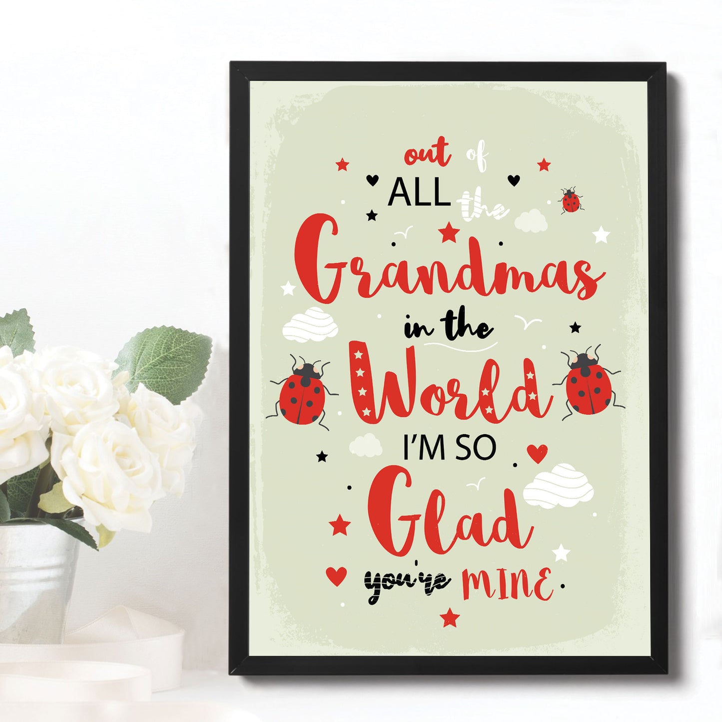FRAMED Print Grandma Birthday Gift From Granddaughter Grandson
