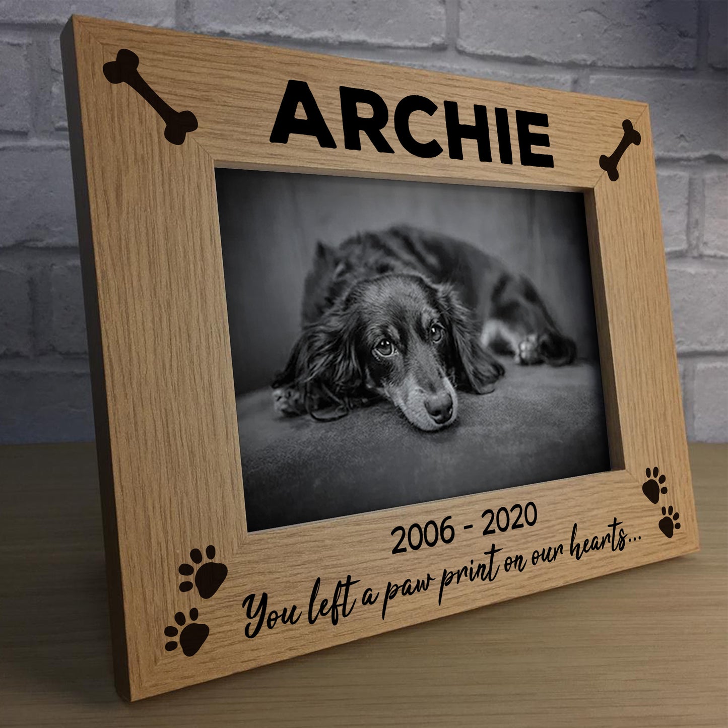 Personalised Pet Wooden Photo Frame Gift Dog Puppy Memorial