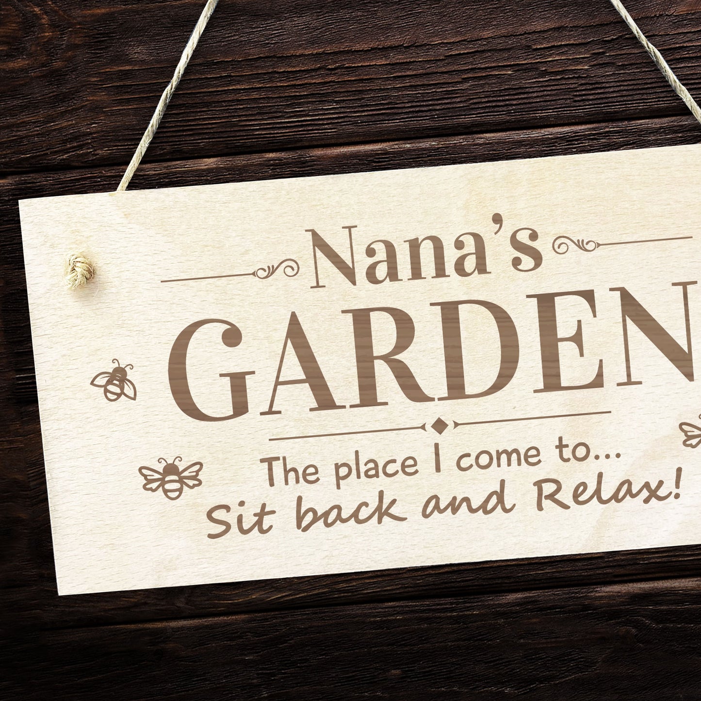 Nanas Garden Sign Hanging Engraved Plaque Garden Signs