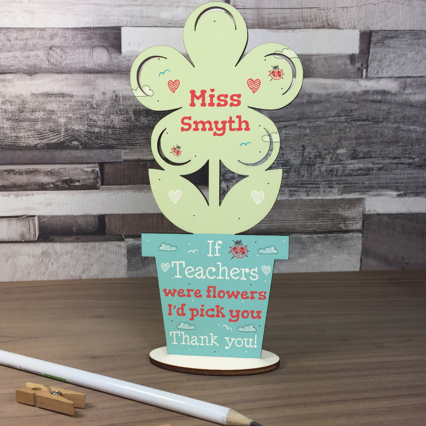 Personalised Teachers Thank You Flower Plaque Teaching Assistant