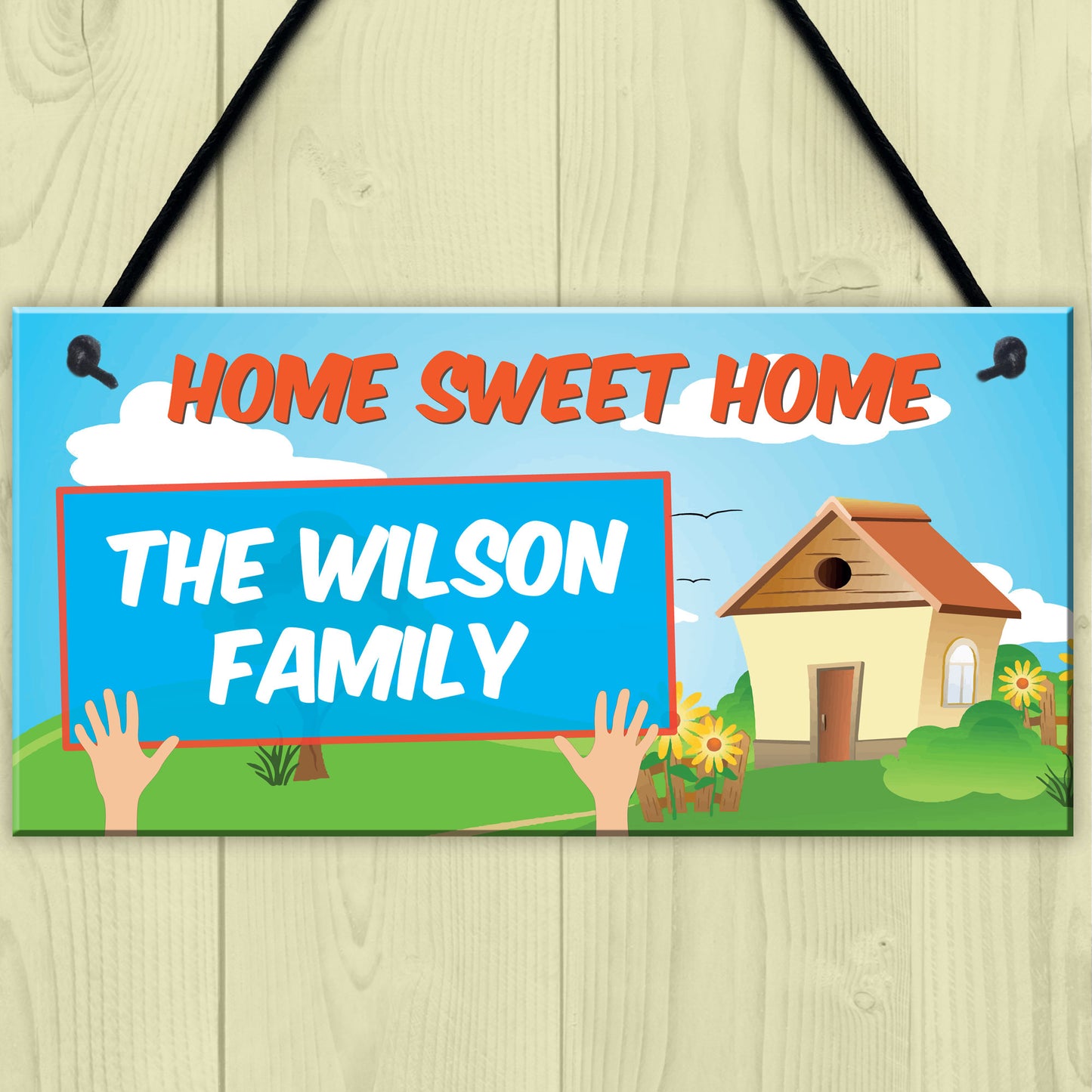 Personalised Family Name Home Sweet Home Hanging Plaque Sign