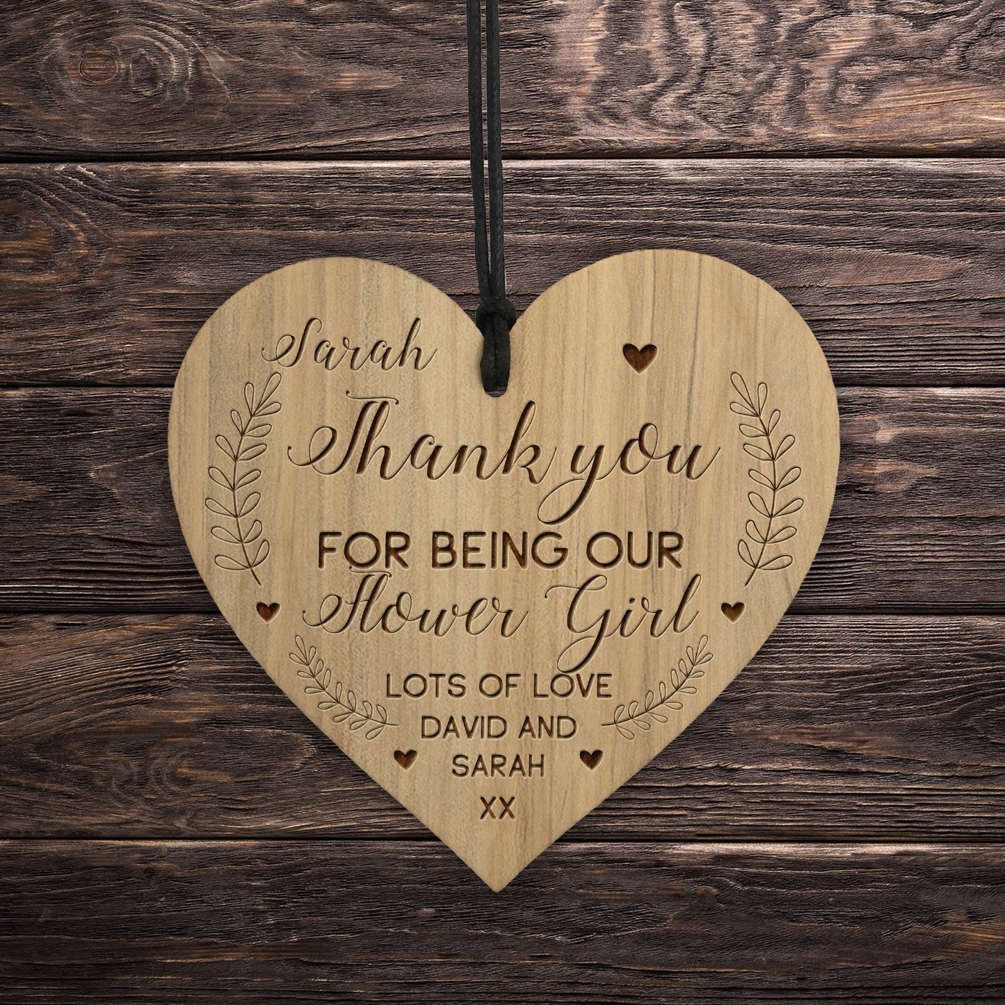 Personalised Flower Girl Gifts Engraved Heart Thank You Gift