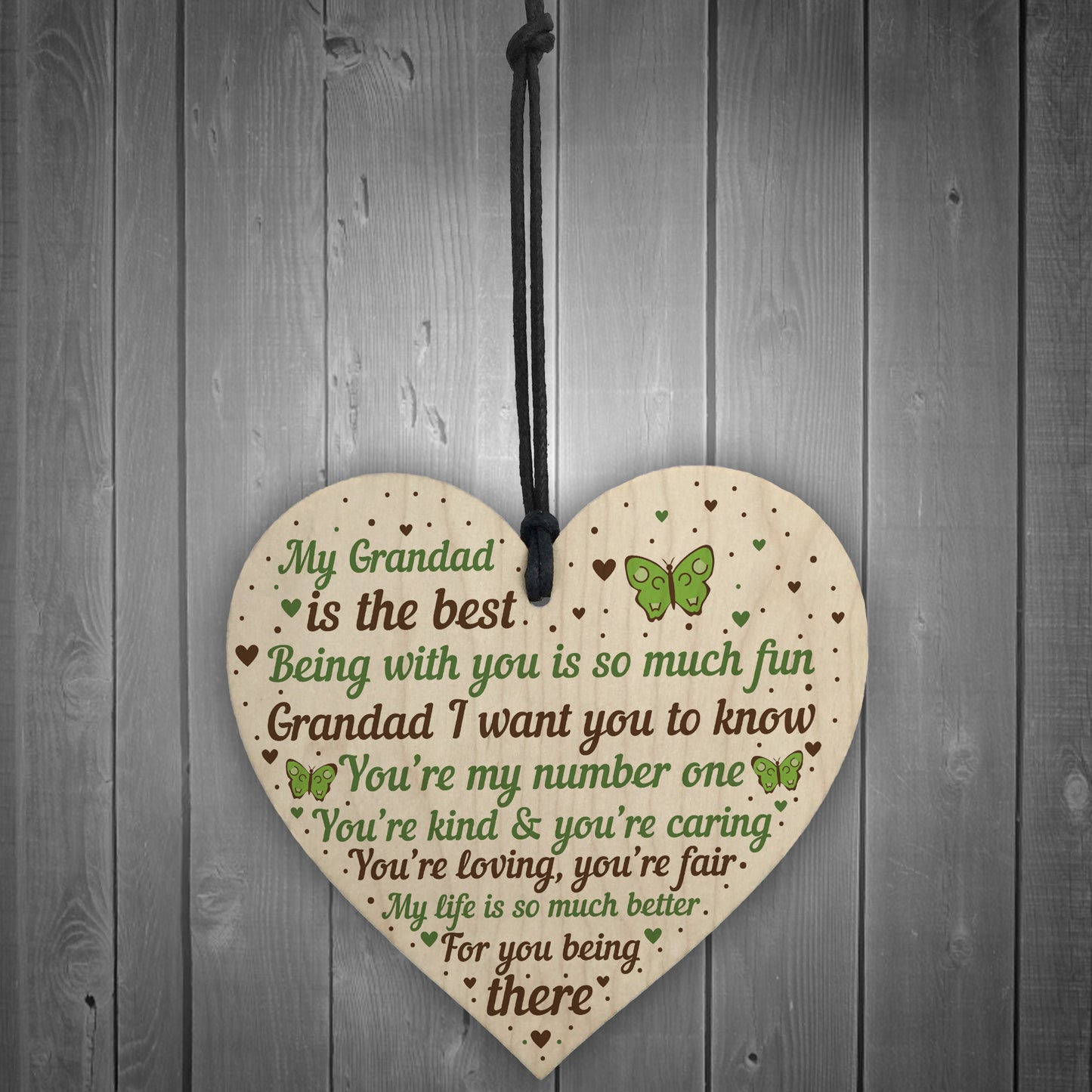 Special Gift For Grandad Wood Heart Fathers Day Gift For Him