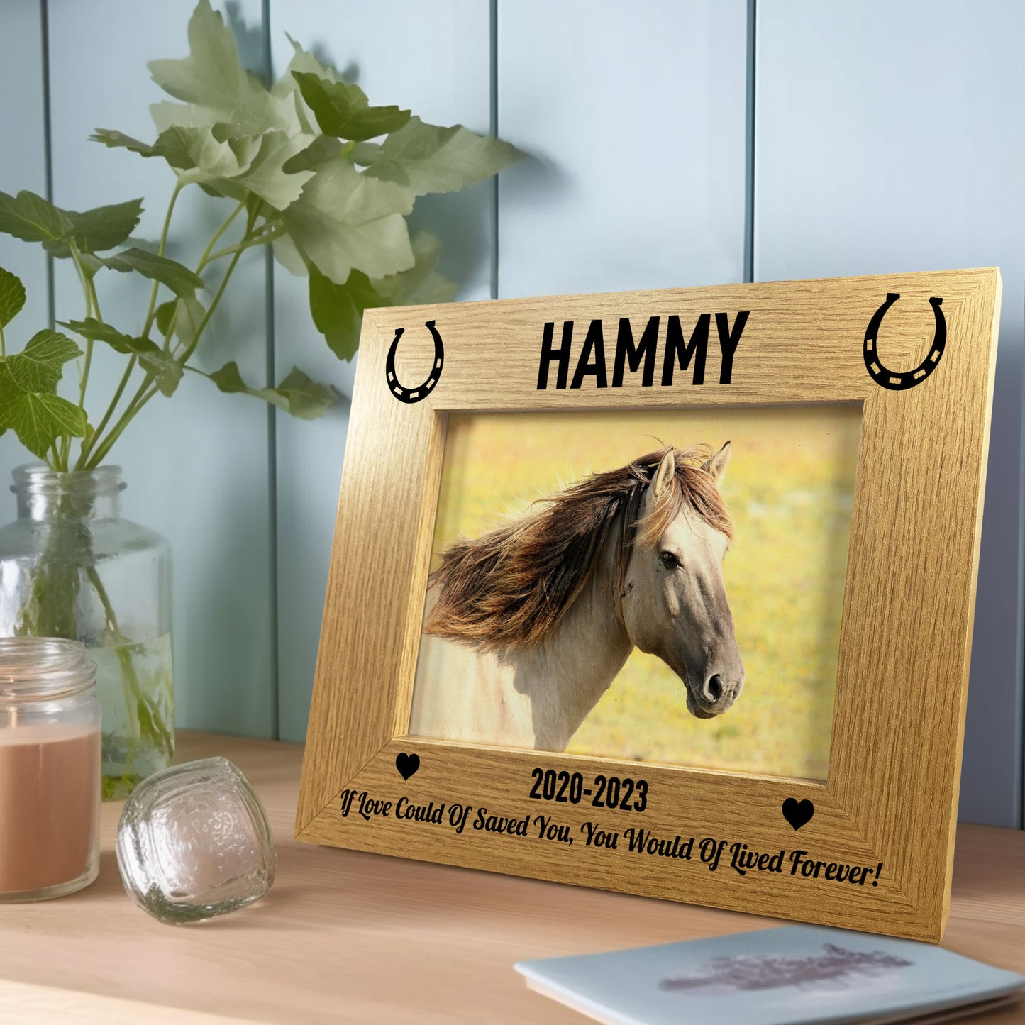 Personalised 7X5 Wooden Photo Frame Gift for Horse Pony Memorial