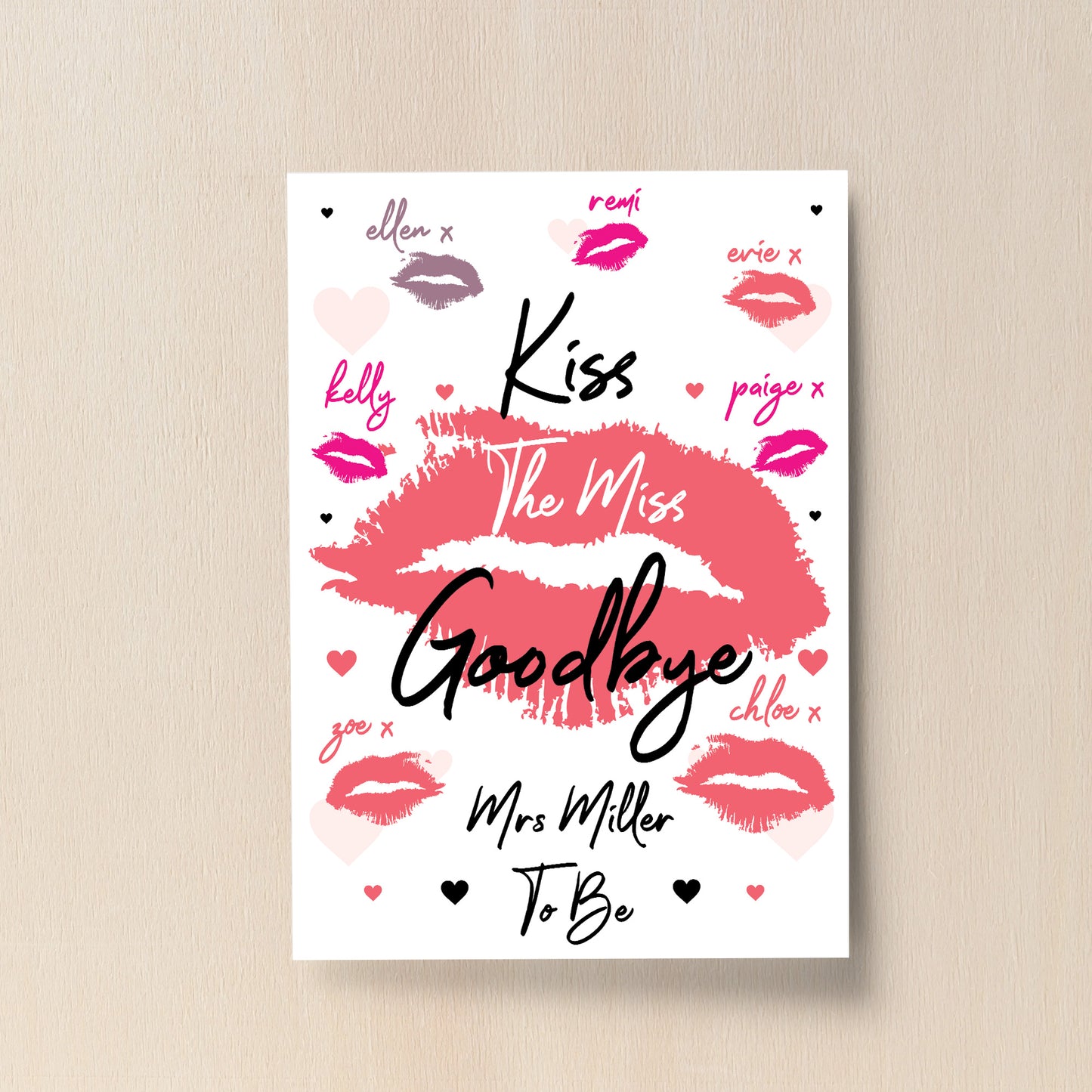 Kiss The Miss Goodbye Personalised Hen Party Accessories Bride