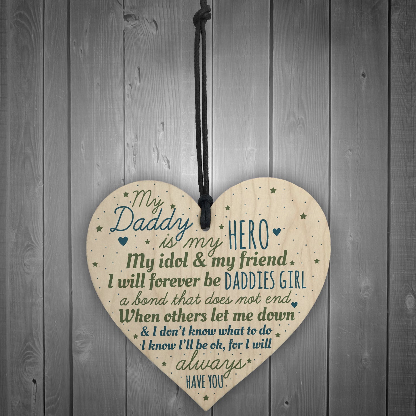 Daddies Girl Daddy Dad Gift Wood Heart Fathers Day Gift For Him