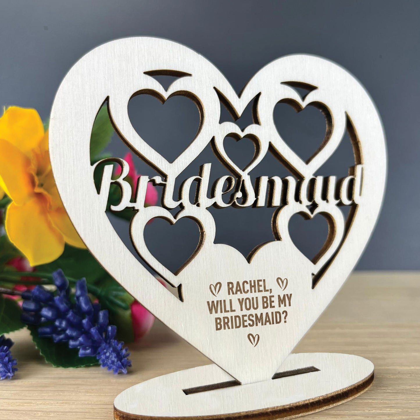 Personalised Will You Be My Bridesmaid Proposal Gift Wood Heart