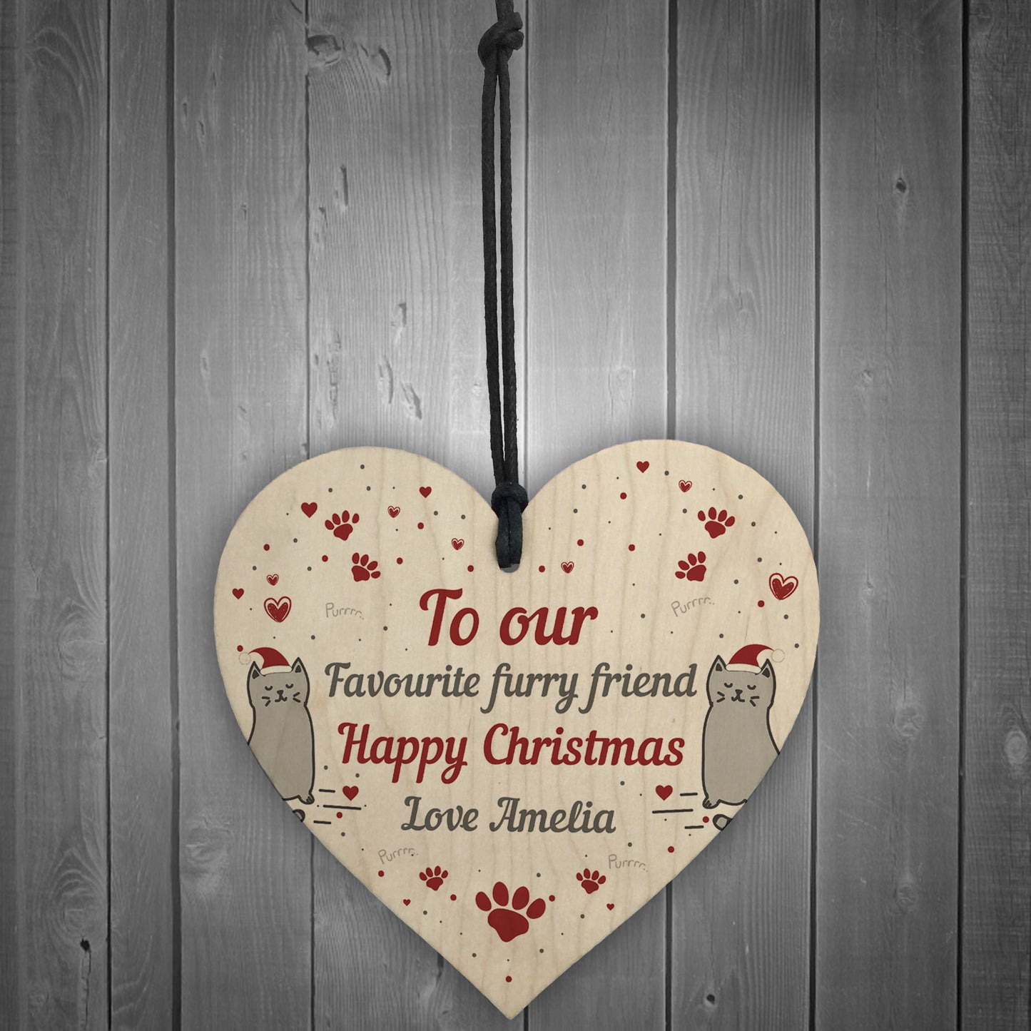 Personalised Cat Kitten First Christmas Heart Bauble Family Pet