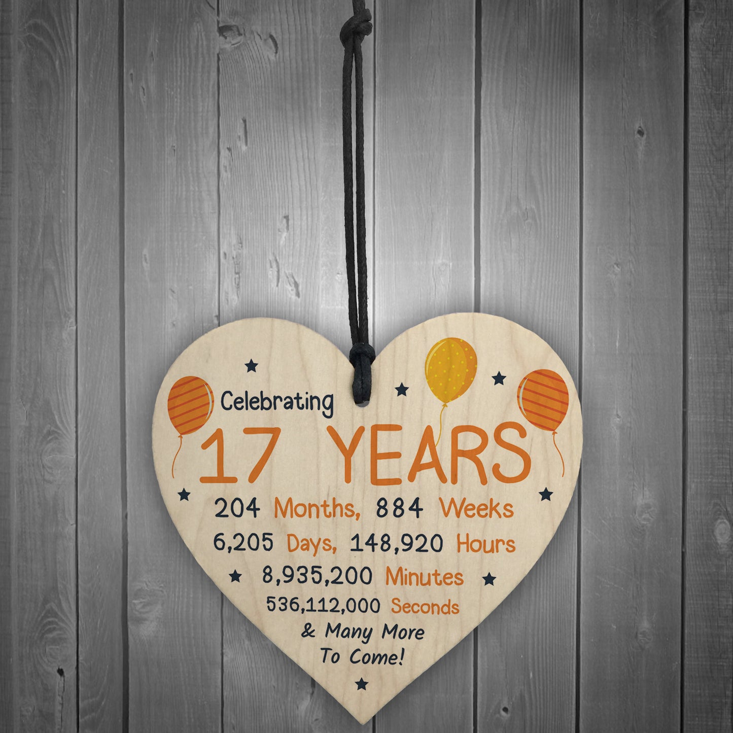 17th Birthday Novelty Wooden Heart Gift For Son Daughter Brother