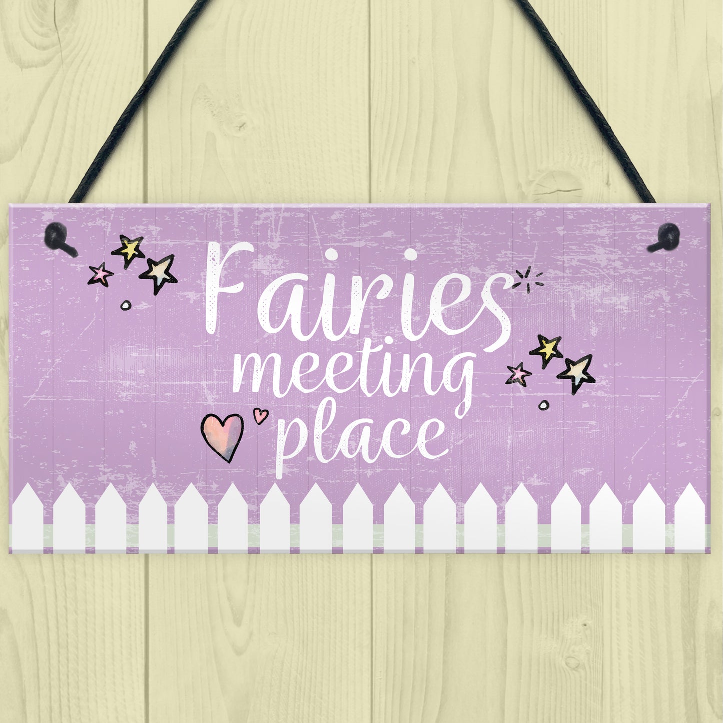 Garden Sign Fairies Meeting Place Hanging Shed SummerHouse