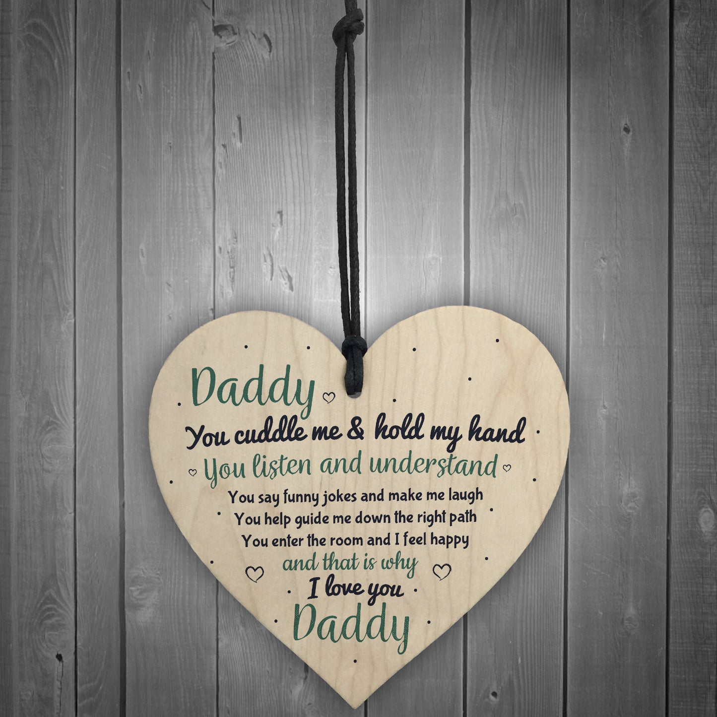 Love You Daddy's Girl Wood Heart FATHERS DAY Gift For Him