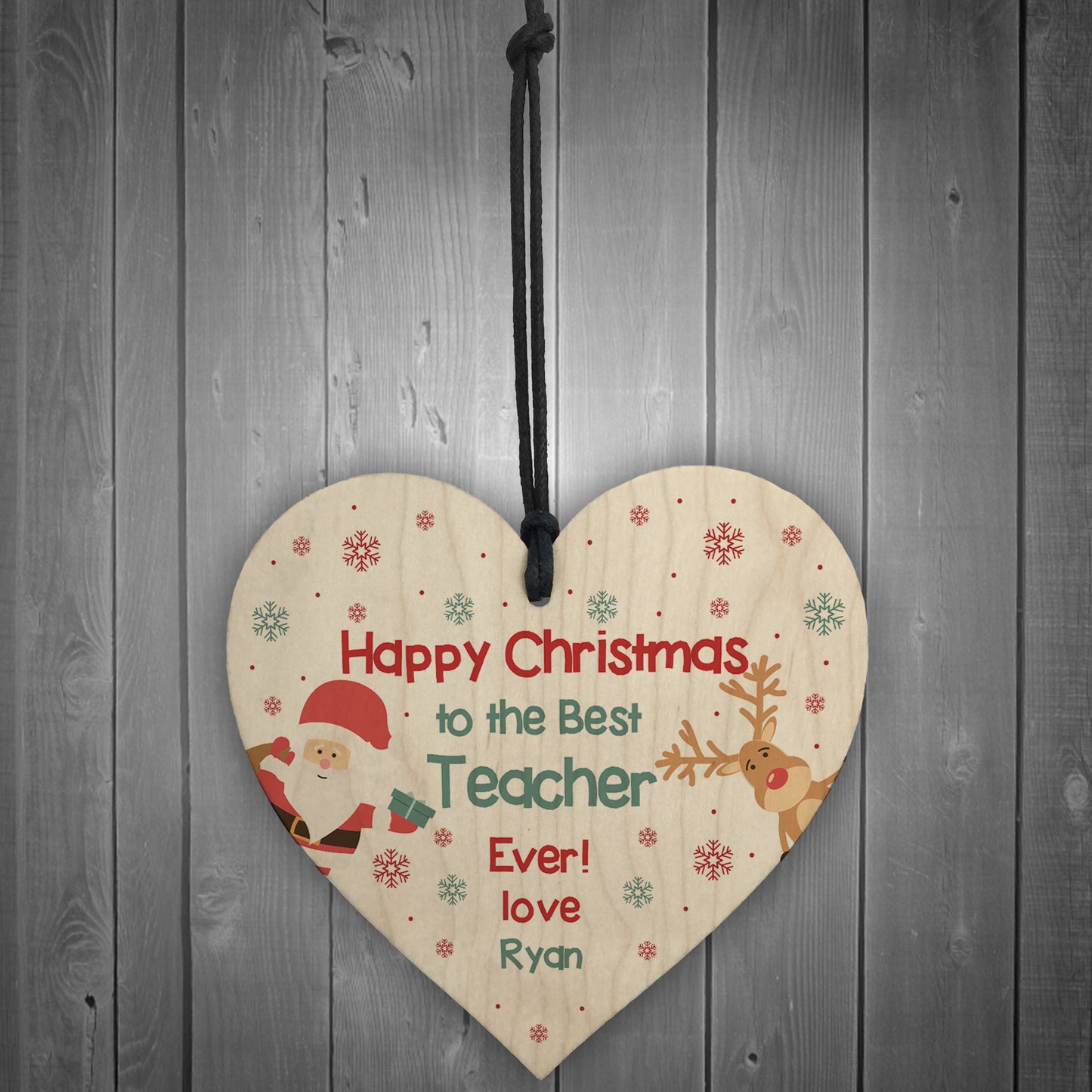 Happy Christmas Gift For Teacher Teaching Assistant Wood Heart