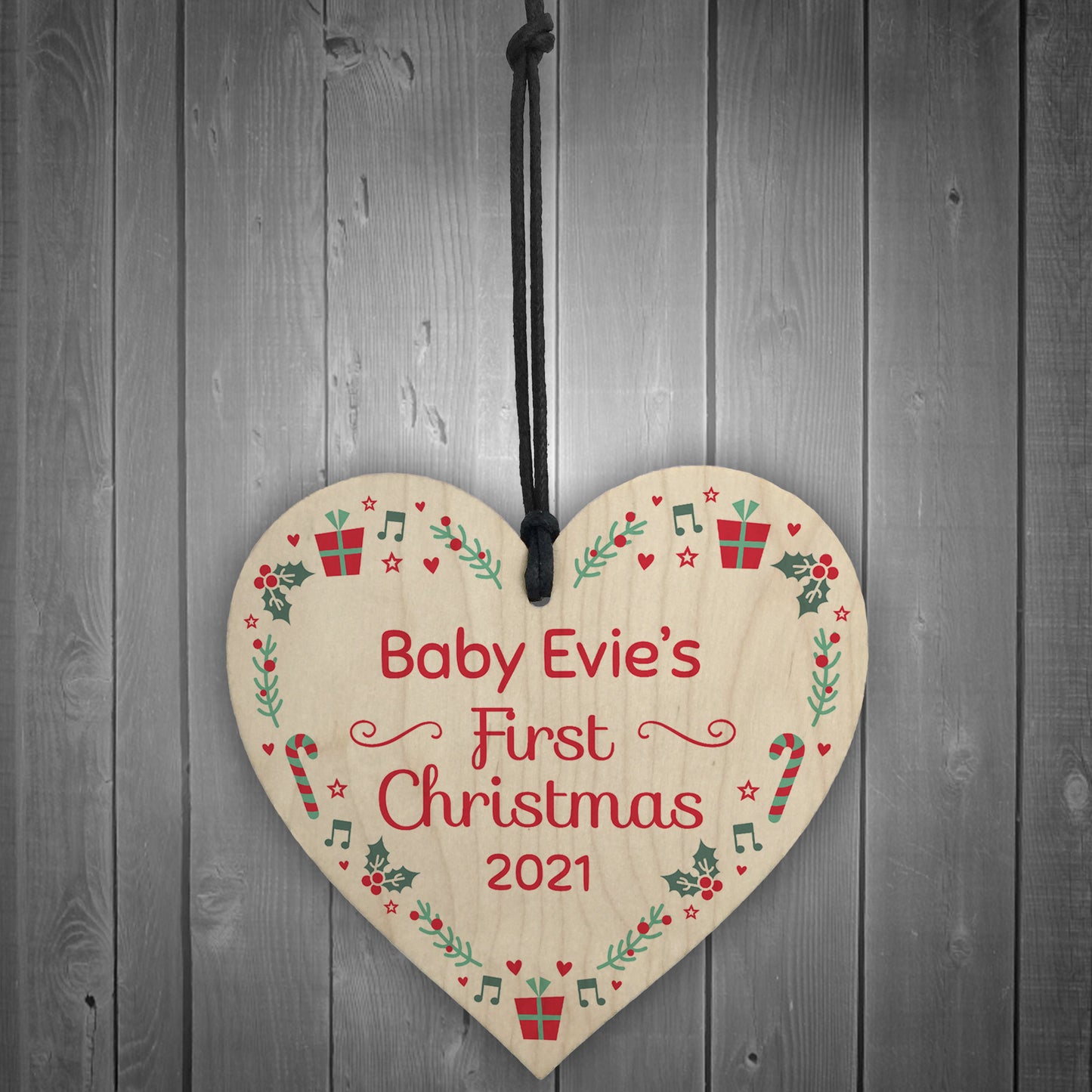 1st Christmas Bauble New Baby Tree Decoration Personalised Heart