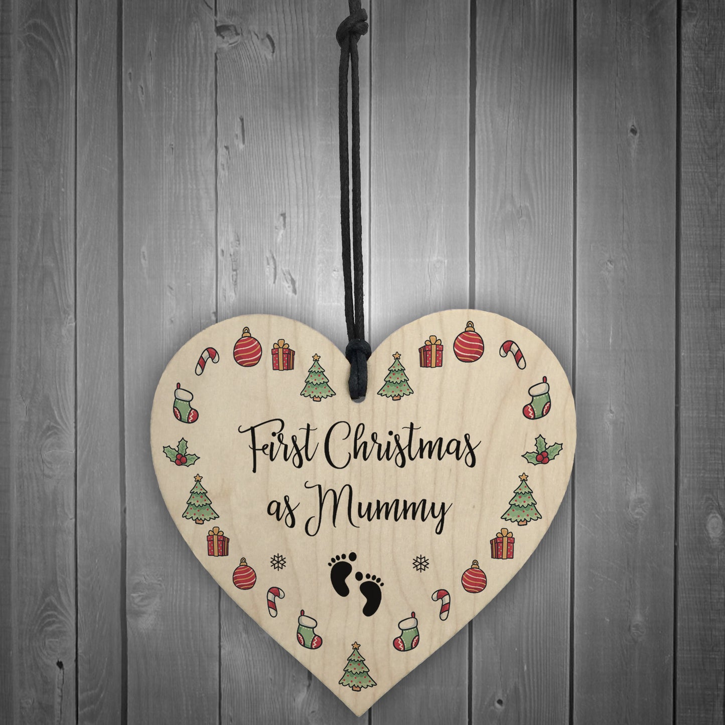 1st Christmas As Mummy Bauble Wooden Heart Tree Decoration