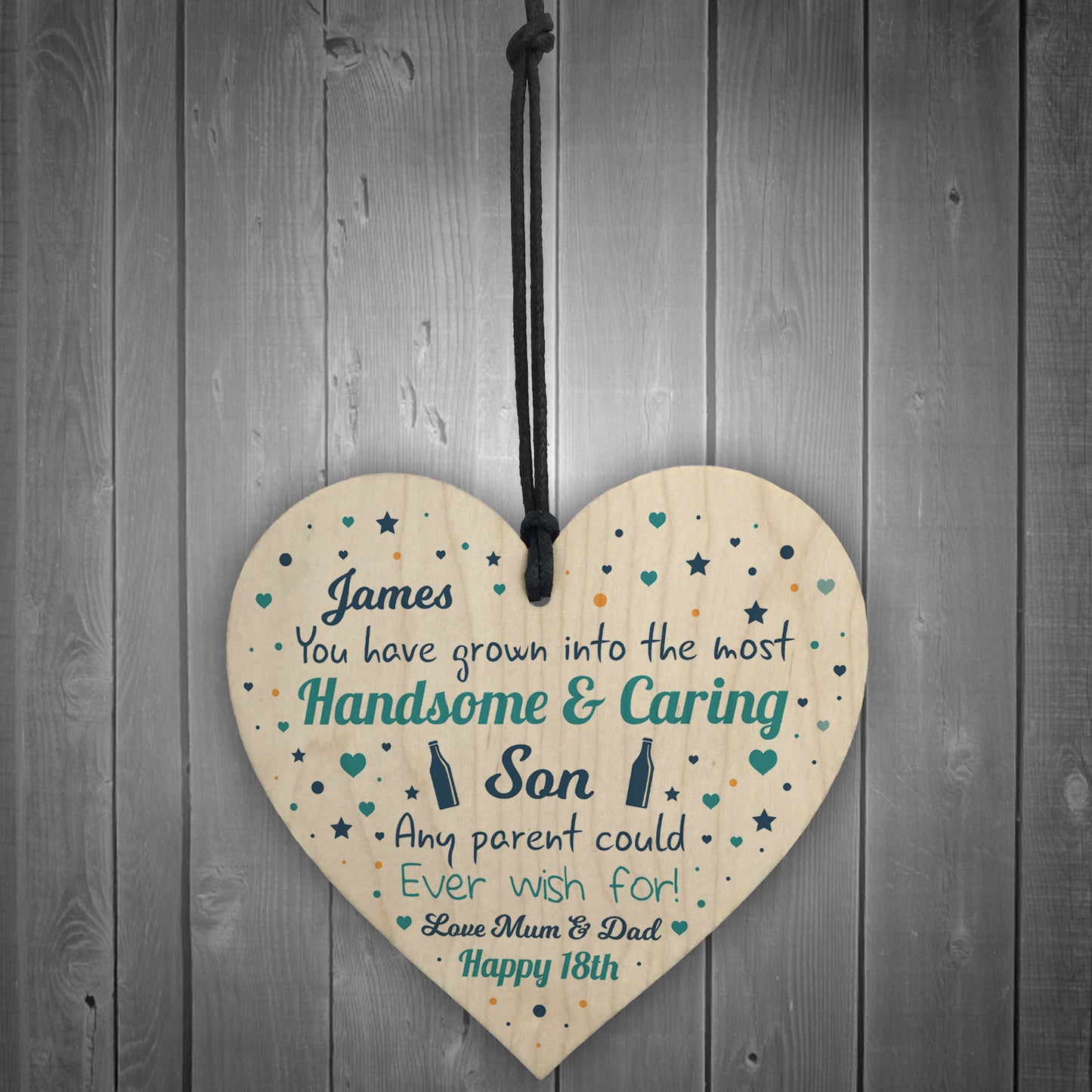 PERSONALISED Wooden Heart Birthday Gift For SON Novelty Birthday