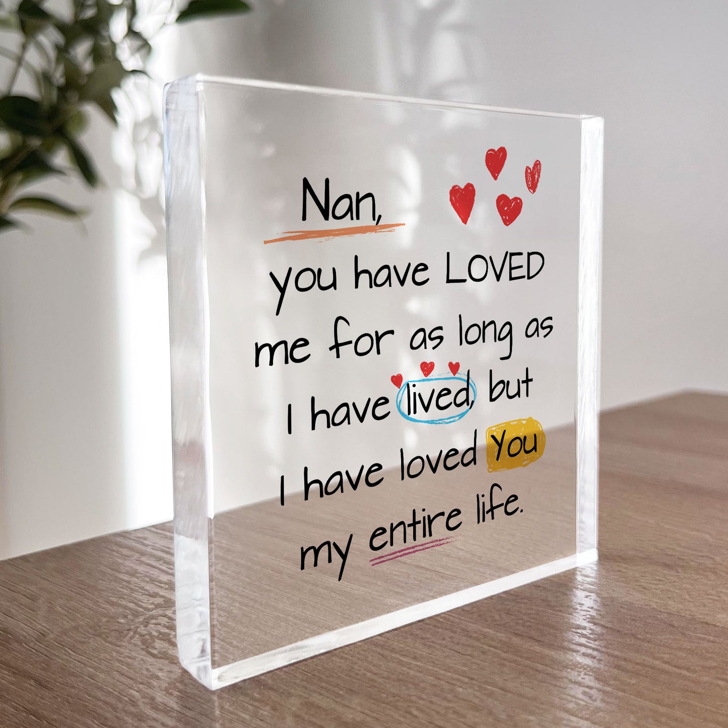 Gift For Nan Birthday Christmas Block Gift For Grandparents