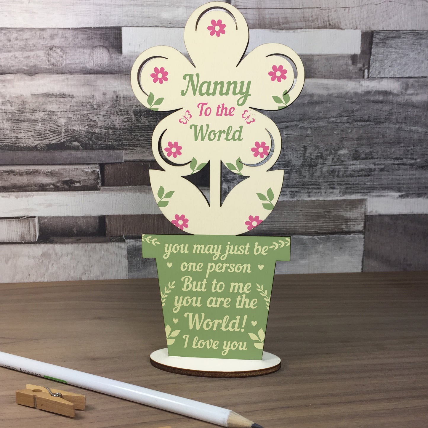 Cute Nanny Gifts Wooden Flower Nanny Birthday Christmas Gifts